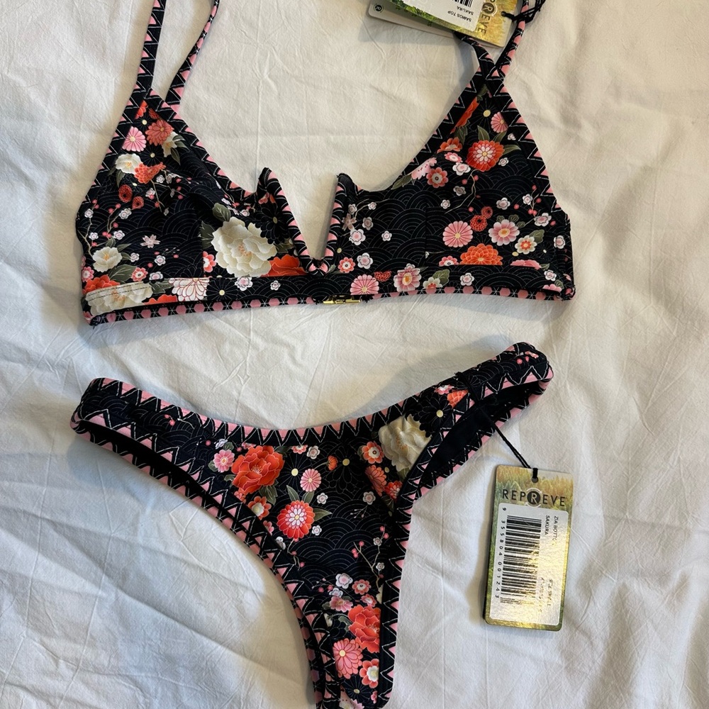 Bydee Small Black Floral Bikini Set